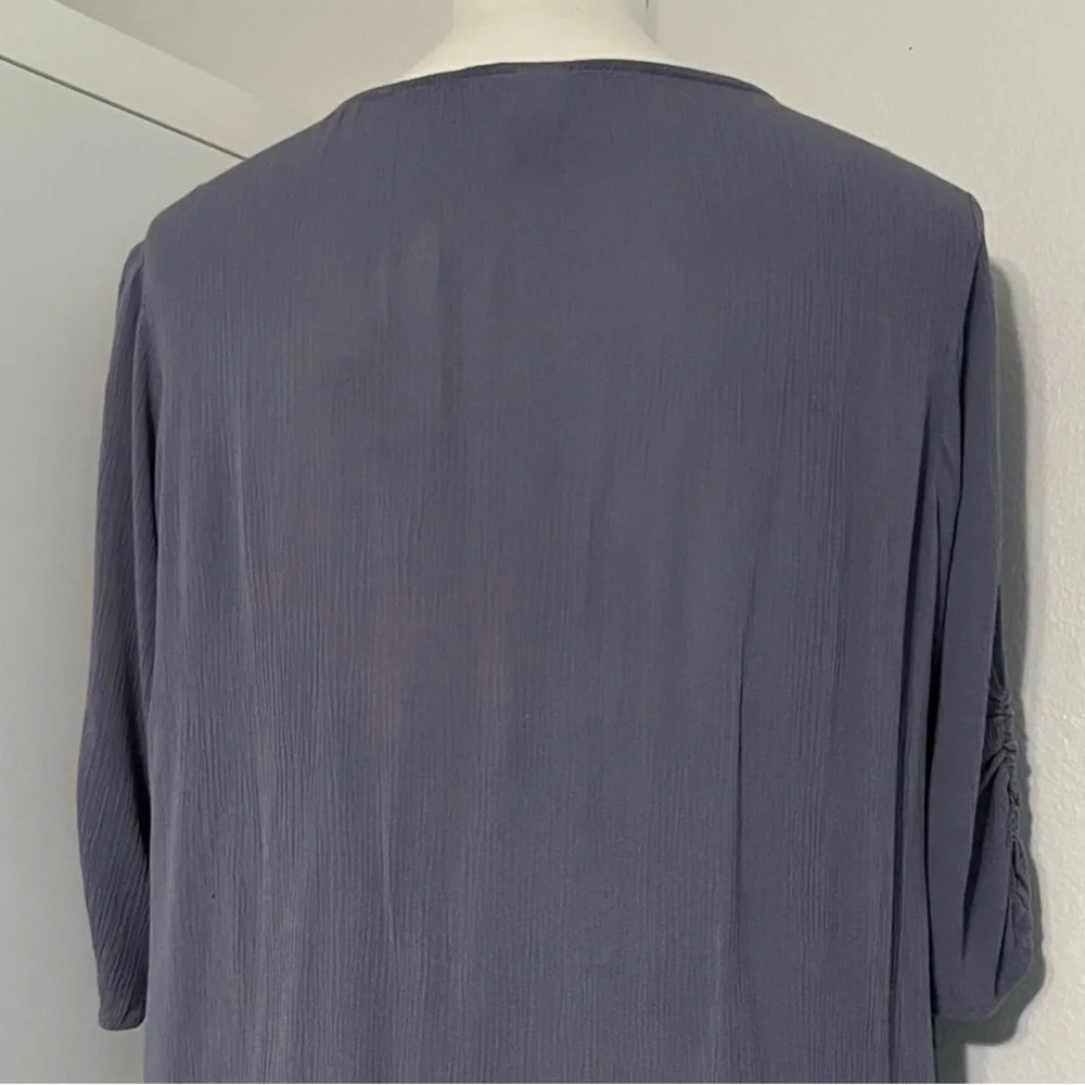 Torrid Grey Gauze Lace Inset Tie Front‎ Blouse